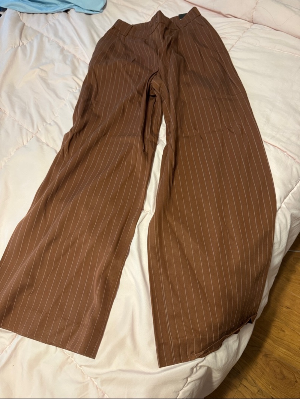 Express Brown Pinstripe Wide-Leg Pants